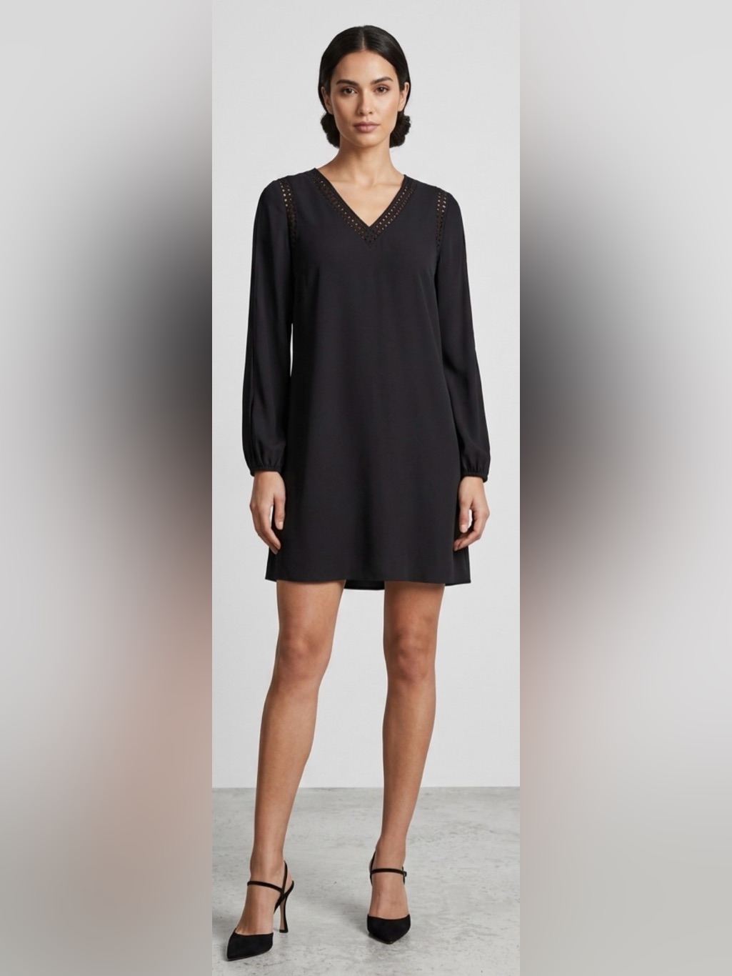 Kaari Blue Women’s Little Black Long-Sleeve Shift Dress With Arm Splits Xl